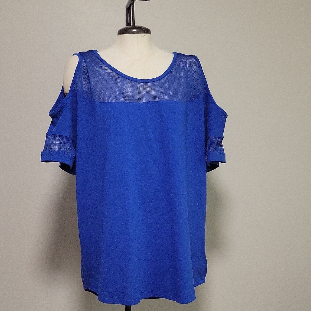 MICHAEL Michael Kors Blue Cold Shoulder Top